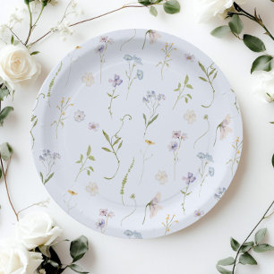 Blue Wildblume Floral elegante Baby Boy Dusche Pappteller