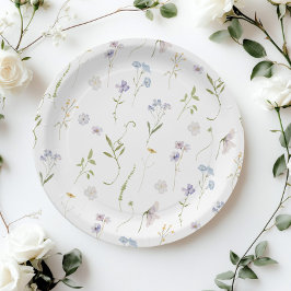 Blue Wildblume Floral elegante Baby Boy Dusche Pappteller