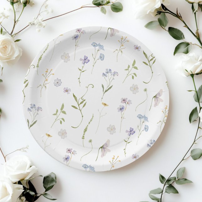 Blue Wildblume Floral elegante Baby Boy Dusche Pappteller (Von Creator hochgeladen)