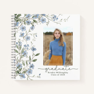 Blue Wildblume Foto Abschluss Gästebuch Notizbuch