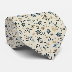 Blue Wildblume Meadow in Cream Wedding Krawatte
