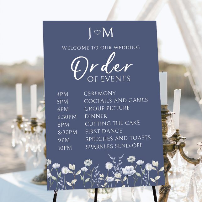 Blue Wildblume Orden of events Wedding poster (Von Creator hochgeladen)