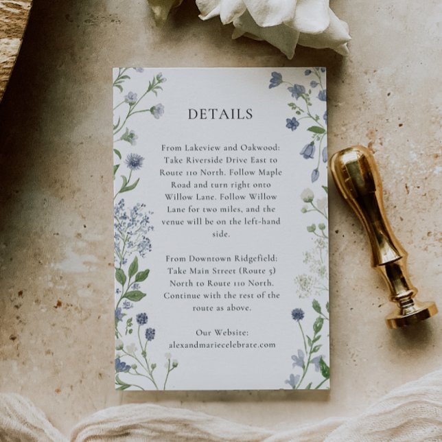 Blue Wildblume Wedding Details Card, Aquarell Begleitkarte (Von Creator hochgeladen)