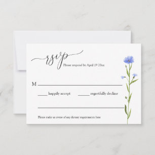 Blue Wildblume Wedding Rsvp Enclosure Card Karte