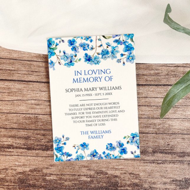 Blue Wildblumen Beileid Memory Danke Karte (Von Creator hochgeladen)