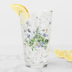 Blue Wildblumen Bouquet Glas Tumbler