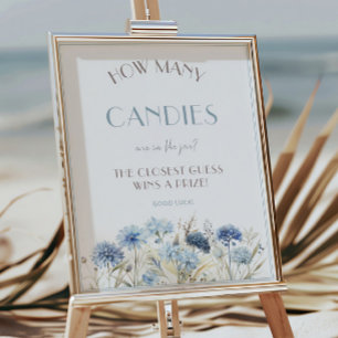 Blue Wildblumen Kinderdusche Wie viele Candies Spi Poster