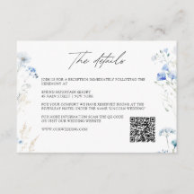 Blue Wildblumen Monogram Wedding Details QR Code