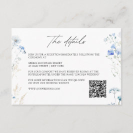 Blue Wildblumen Monogram Wedding Details QR Code Begleitkarte