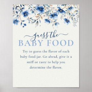 Blue Wildblumen Raten Sie Baby Food Baby Duschgame Poster