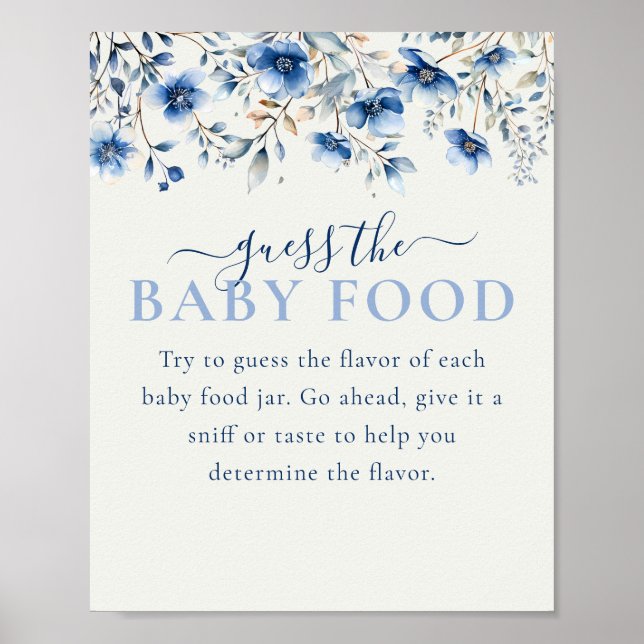 Blue Wildblumen Raten Sie Baby Food Baby Duschgame Poster (Vorne)