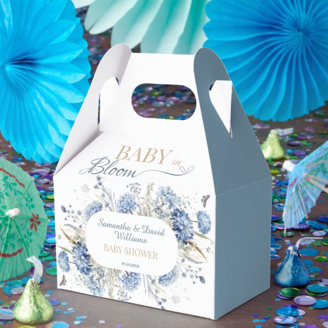 Blue Wildflower Baby in Bloom Floral Baby Shower  Geschenkschachtel (Party)