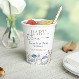 Blue Wildflower Baby in Bloom Garden Baby Shower Pappbecher