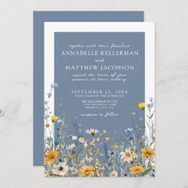 Blue Wildflower Floral Wedding Einladung
