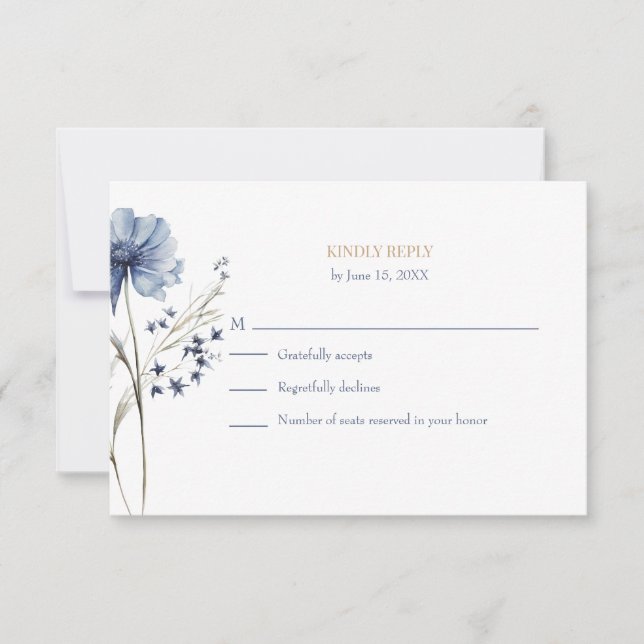 Blue Wildflower Garden RSVP with Botanical Back (Vorderseite)