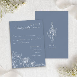 Blue Wildflower RSVP Card Periwinkle Wedding  Begleitkarte
