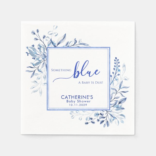 Blue Wildflower Something Blue Baby Shower Serviette (Vorderseite)