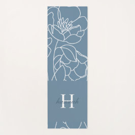 Blue Wildflower Watercolor Custom Monogram Name Yogamatte
