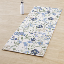Blue Wildflower Watercolor  Yogamatte
