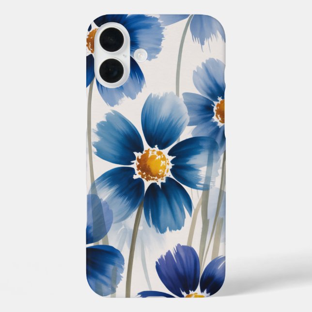 Blue Wildflowers Watercolor Phone Case (Rückseite)