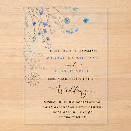 blue wildflowers wedding acryleinladungen