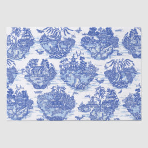 Blue Willow Animal Rabbit Dex Bird Toile Art Seidenpapier