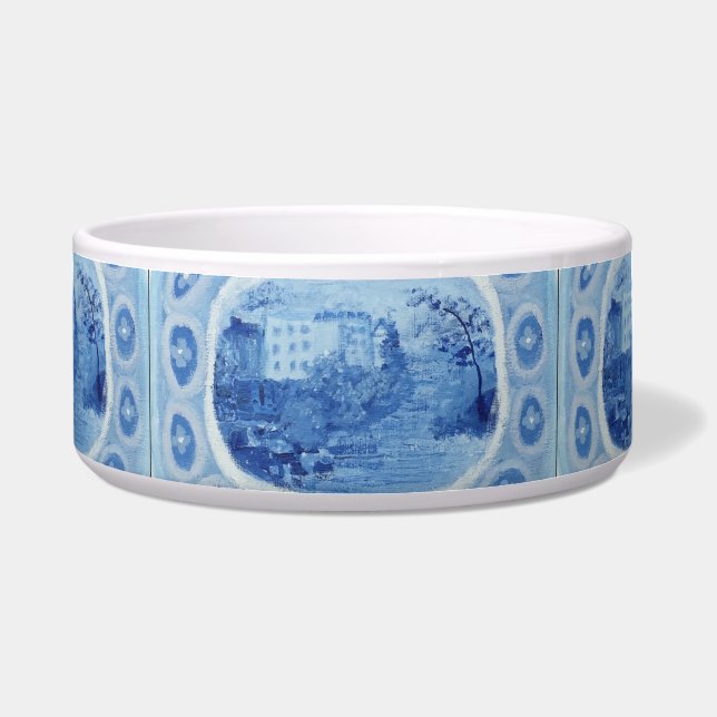 Blue Willow Blue White Ginger Jar Dog Dish Napf (Vorderseite)