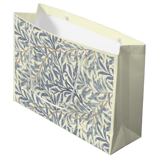 Blue Willow Bough (von William Morris) Große Geschenktüte (Vorderseite Schrägansicht)