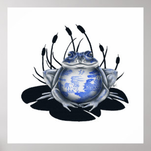 Blue Willow Bull Frosch Poster