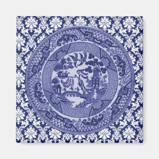 Blue Willow China Design Magnet v4 (Vorne)