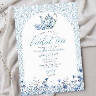 Blue Willow Chinoiserie-Braut-Teeparty Einladung