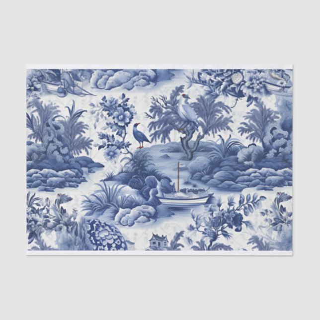Blue Willow Decoupage 10lb Tissue Paper, White Seidenpapier (Vorderseite)
