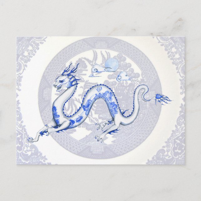 Blue Willow Dragon Postcard Postkarte (Vorderseite)