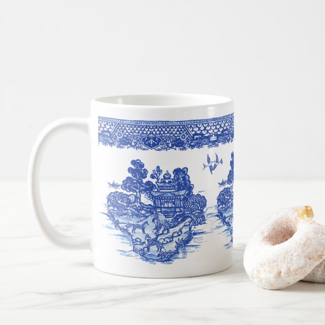 Blue Willow Fox Isle of Animals Classic Fun Design Kaffeetasse (Mit Donut)