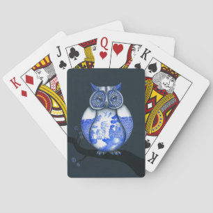 Blue Willow Owl Playing Cards Spielkarten