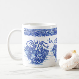 Blue Willow Peacock Bird Isle of Animals Spaß Kuns Kaffeetasse