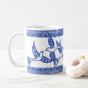 Blue Willow Phoenix Bird Blue & White Chinoiserie Kaffeetasse