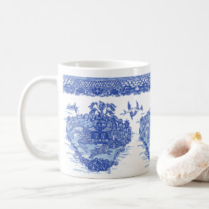 Blue Willow Rabbit Hare Isle of Animals Spaß Kunst Kaffeetasse