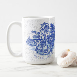 Blue Willow Rabbit Island Whimsical Crackle Look Kaffeetasse