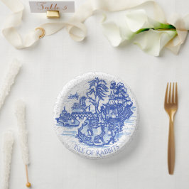 Blue Willow Rabbit Island Whimsical Crackle Look Pappteller