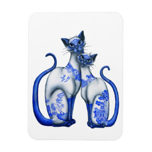 Blue Willow Siamese Cats Magnet