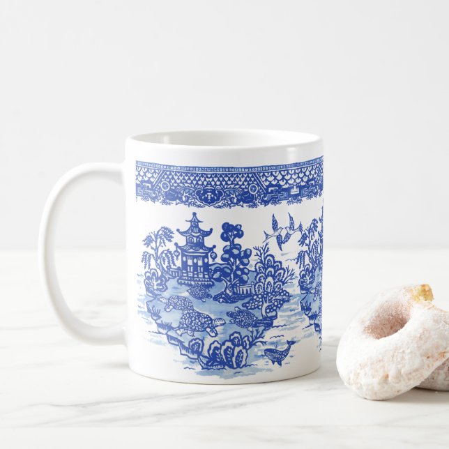 Blue Willow Turtle Tortoise Isle of Animals Fun Kaffeetasse (Mit Donut)
