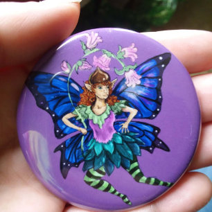 Blue Winged Pixie Button