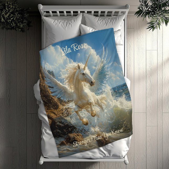 Blue Winged Unicorn Fantasy Nautical Fantasy Horse Fleecedecke (Von Creator hochgeladen)