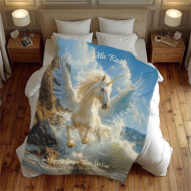 Blue Winged Unicorn Fantasy Nautical Fantasy Horse Fleecedecke (Von Creator hochgeladen)
