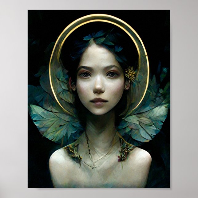 Blue Wings Fairy Fee Fantasy Art Poster (Vorne)