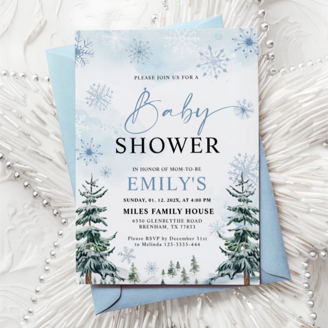 Blue Winter Baby Dusche Einladung (Von Creator hochgeladen)
