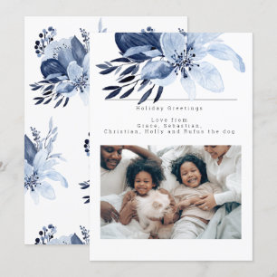 Blue Winter Blume Bloom Foto Personalisiert Card Einladung