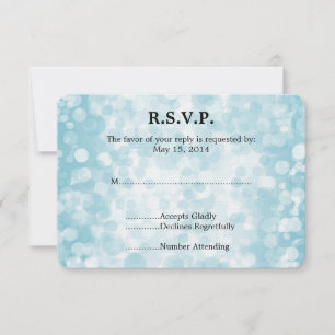 Blue Winter Bokeh Wedding RSVP