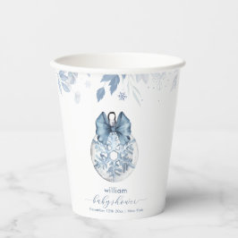 Blue Winter Bow Snowflake Ornament Baby Shower Pappbecher